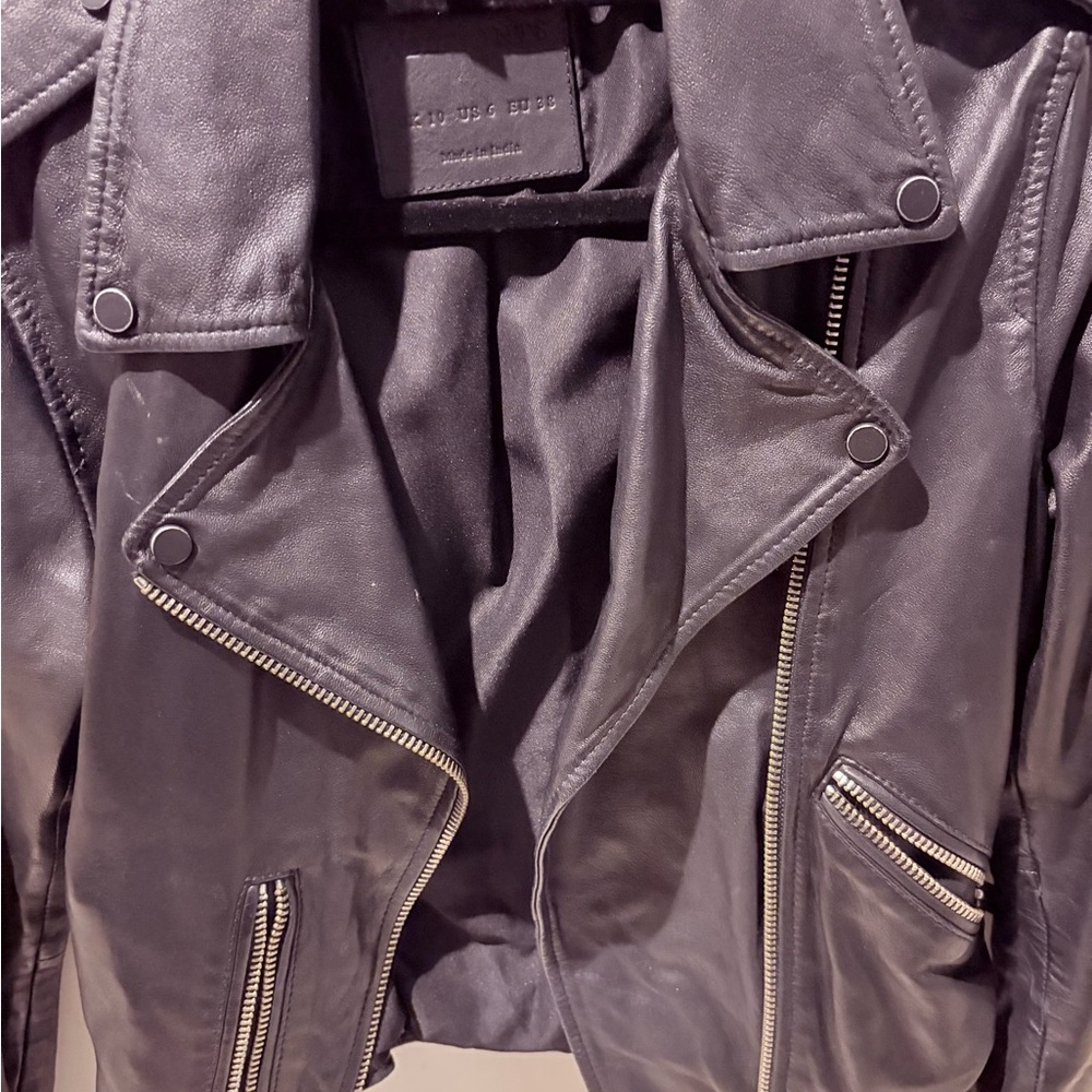 ALLSAINTS BALFERN LEATHER BIKER JACKET SIZE 10 - Picture 10 of 12
